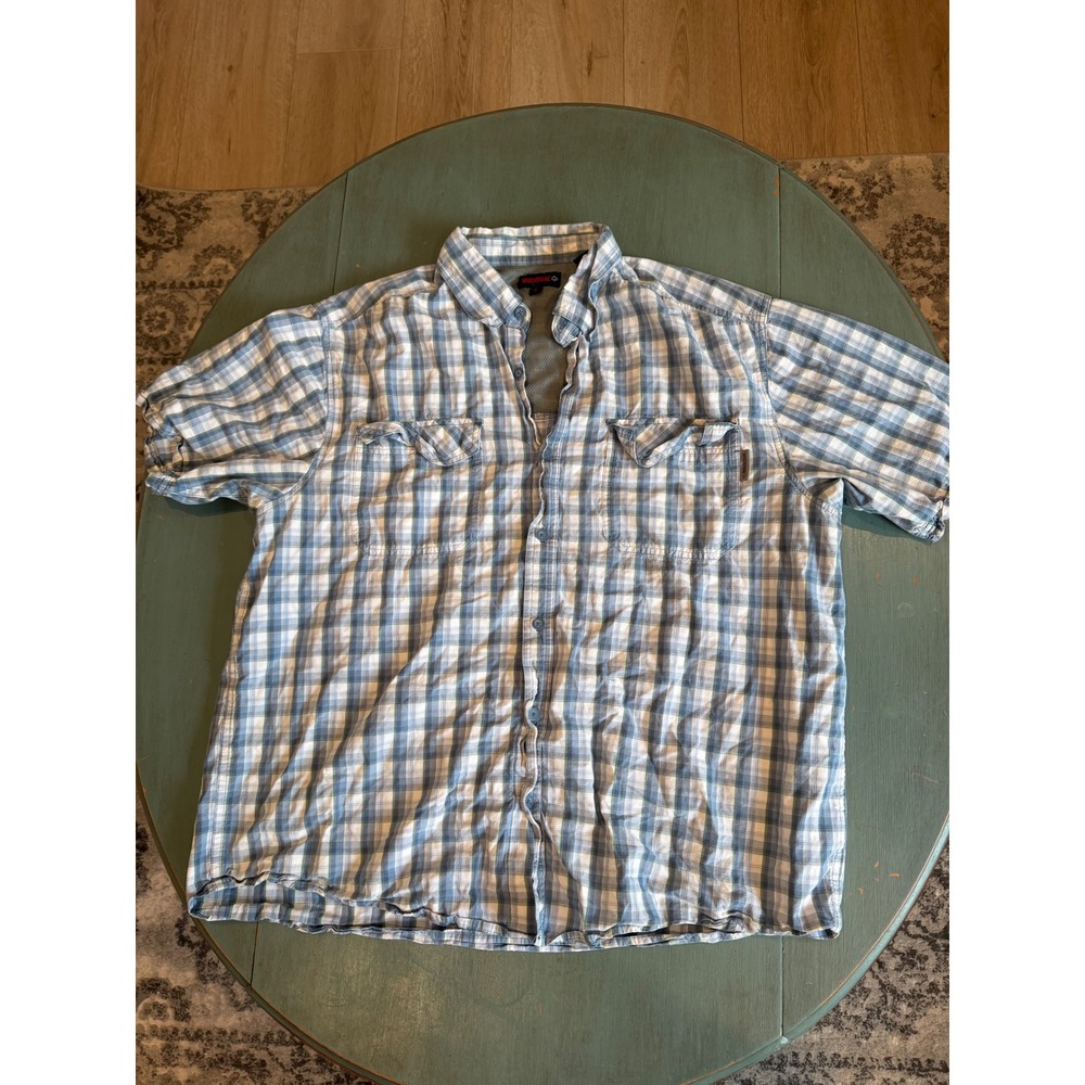 Wolverine Mens Blue Plaid Short Sleeve Button Down Work Shirt XL W1204730